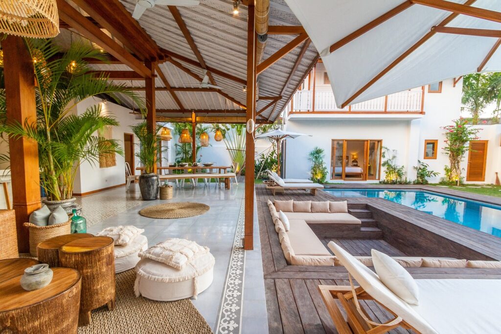 real estate, luxury villa, vacation, villa, holiday, travel, summer, tourism, interior, architecture, nature, bali, design, bedroom, structure, brown bedroom, brown interior